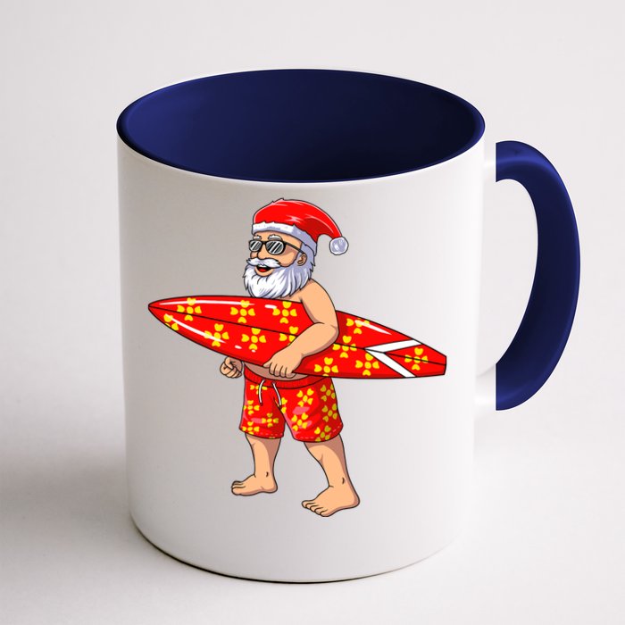 Surfing Santa For Hawaiian Surf Christmas Front & Back Coffee Mug