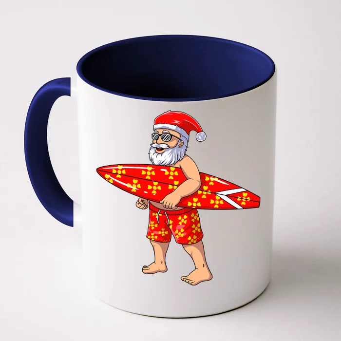 Surfing Santa For Hawaiian Surf Christmas Front & Back Coffee Mug