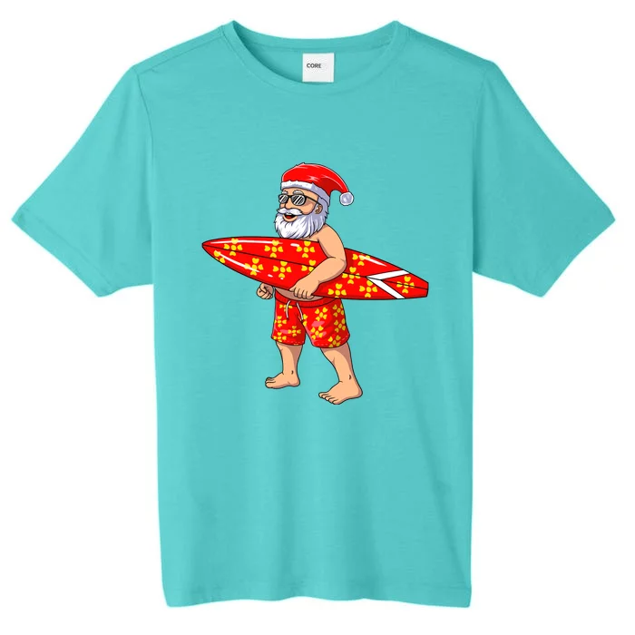 Surfing Santa For Hawaiian Surf Christmas ChromaSoft Performance T-Shirt