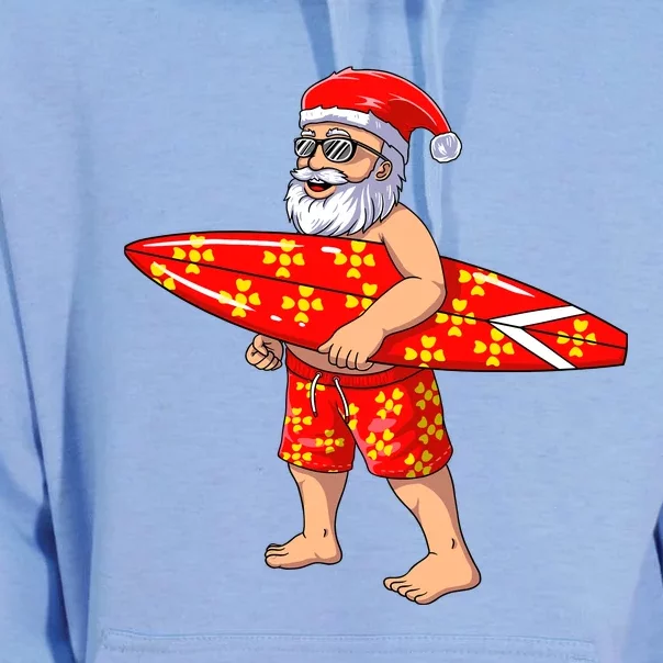 Surfing Santa For Hawaiian Surf Christmas Unisex Surf Hoodie