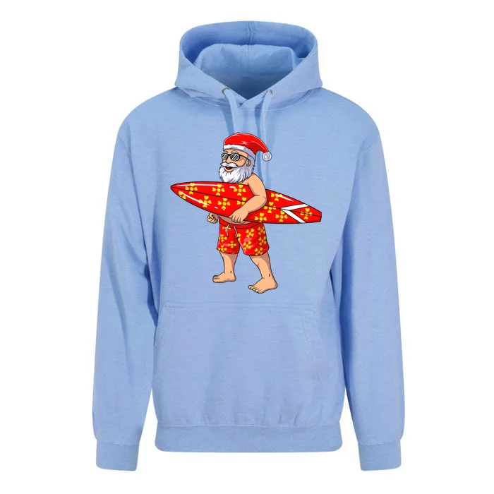 Surfing Santa For Hawaiian Surf Christmas Unisex Surf Hoodie