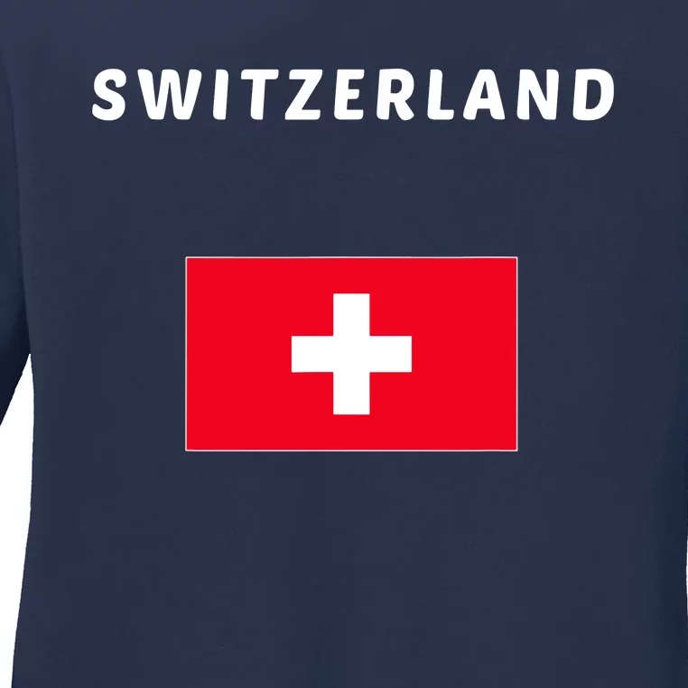 Switzerland Swiss Flag Ladies Long Sleeve Shirt