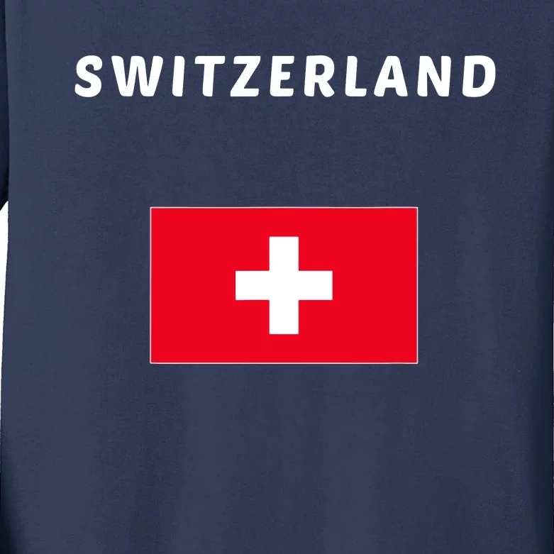 Switzerland Swiss Flag Kids Long Sleeve Shirt