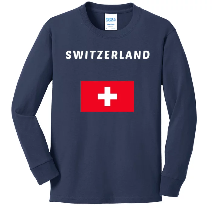 Switzerland Swiss Flag Kids Long Sleeve Shirt