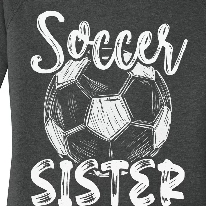 Soccer Sister  Family Matching Team Player Soccer Ball Women's Perfect Tri Tunic Long Sleeve Shirt