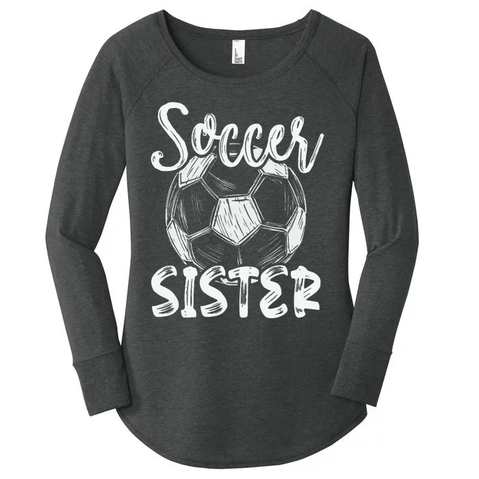 Soccer Sister  Family Matching Team Player Soccer Ball Women's Perfect Tri Tunic Long Sleeve Shirt