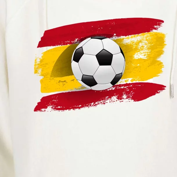 Spain Soccer Flag Womens Funnel Neck Pullover Hood