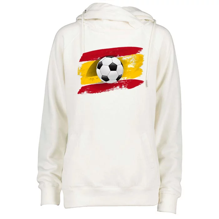 Spain Soccer Flag Womens Funnel Neck Pullover Hood