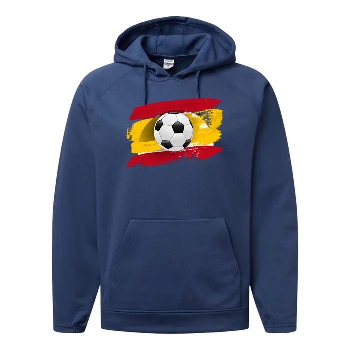 Spain Soccer Flag Performance Fleece Hoodie