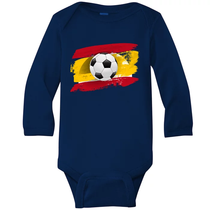 Spain Soccer Flag Baby Long Sleeve Bodysuit