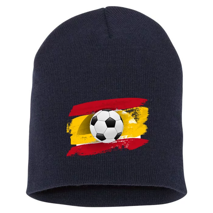 Spain Soccer Flag Short Acrylic Beanie