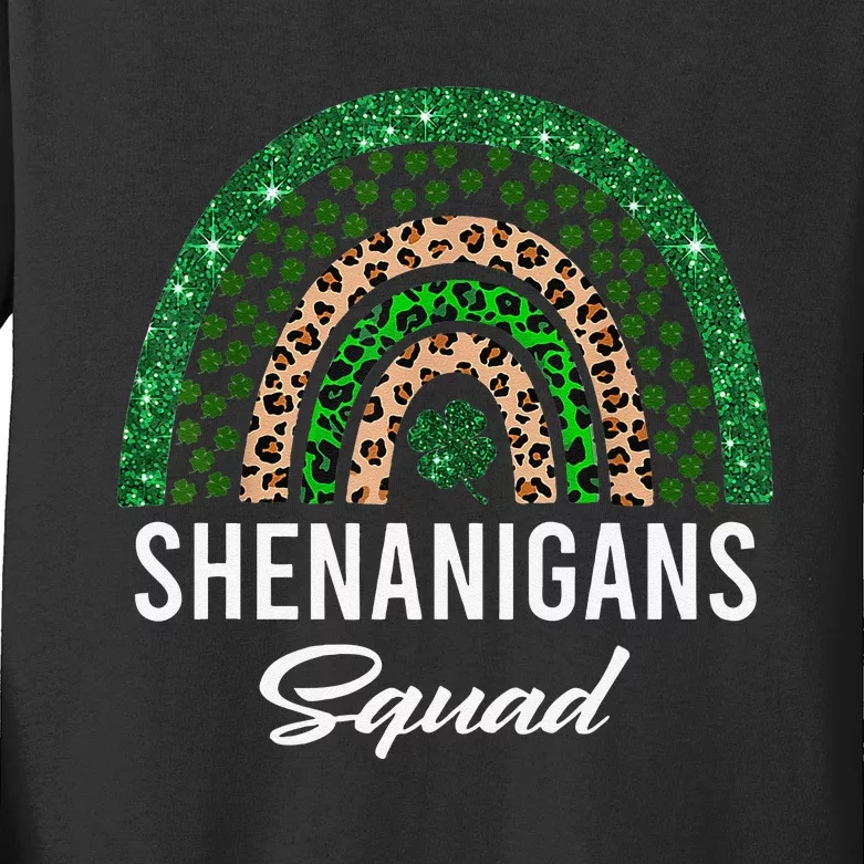 Shenanigans Squad Funny St Patricks Day Costume Rainbow Kids Long Sleeve Shirt