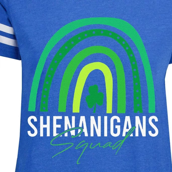 Shenanigans Squad Funny St Patricks Day Costume Rainbow Enza Ladies Jersey Football T-Shirt