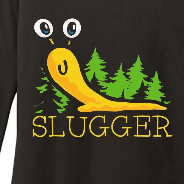 Slugger Slug – Funny Banana Slug Expert Baseball Game Player Womens CVC Long Sleeve Shirt