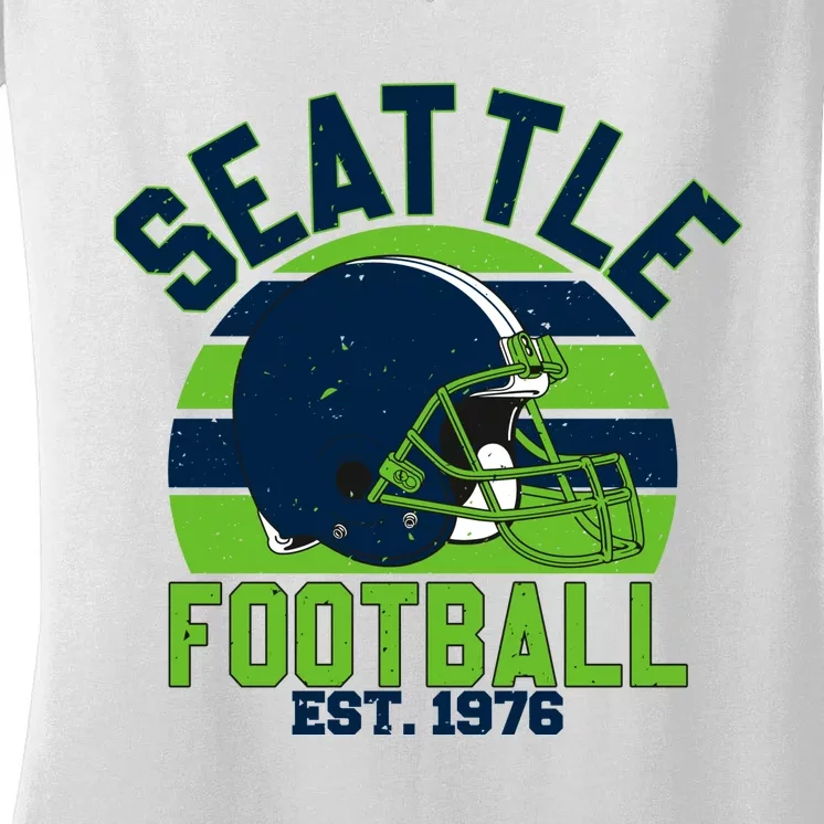 Seattle Seahawk Football Est 1976 Team Supporter Women's V-Neck T-Shirt