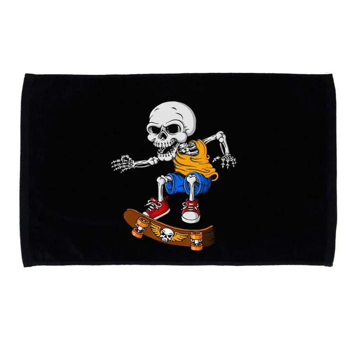 Skateboarding Skeleton Funny Skater Skate Board Halloween Microfiber Hand Towel