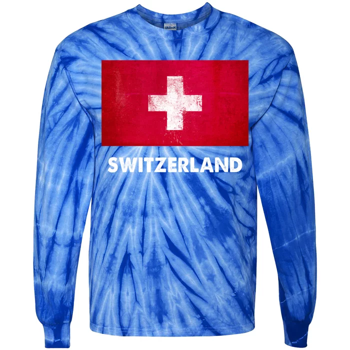 Swiss Switzerland Flag Cute Gift Tie-Dye Long Sleeve Shirt