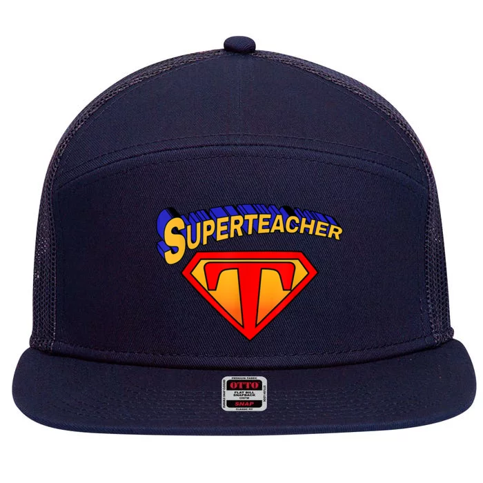 Superteacher Superhero Funny Teacher Gift Idea 7 Panel Mesh Trucker Snapback Hat