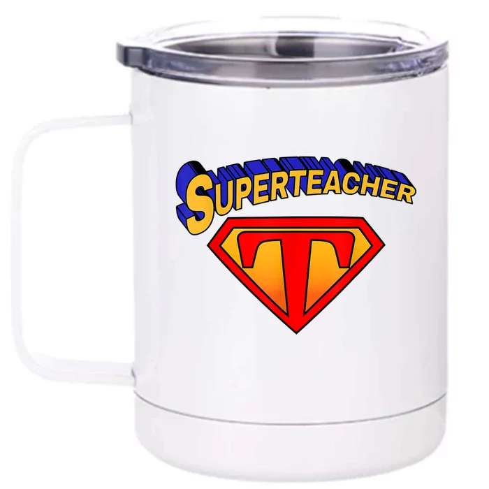 Superteacher Superhero Funny Teacher Gift Idea Front & Back 12oz Stainless Steel Tumbler Cup