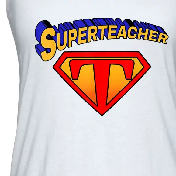 Superteacher Superhero Funny Teacher Gift Idea Ladies Essential Flowy Tank