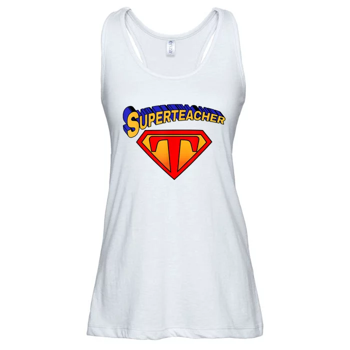 Superteacher Superhero Funny Teacher Gift Idea Ladies Essential Flowy Tank