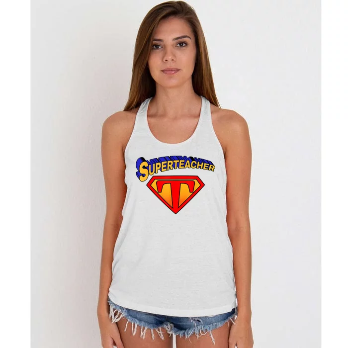 Superteacher Superhero Funny Teacher Gift Idea Women's Knotted Racerback Tank