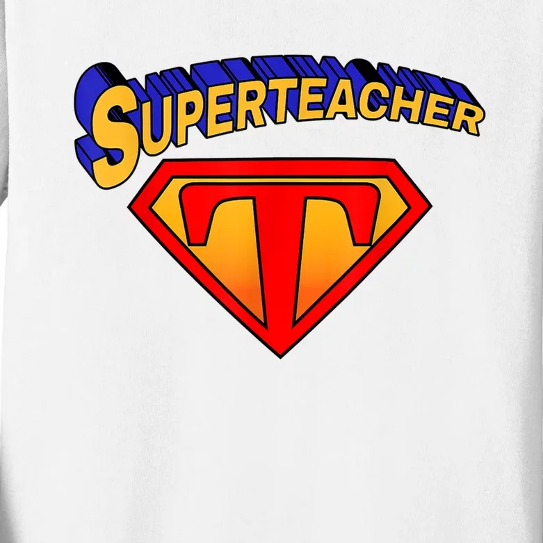 Superteacher Superhero Funny Teacher Gift Idea Kids Long Sleeve Shirt