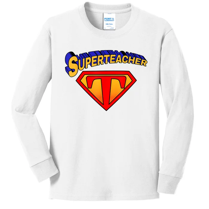 Superteacher Superhero Funny Teacher Gift Idea Kids Long Sleeve Shirt