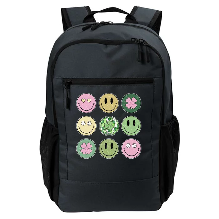 Shamrock Smile Face Disco Retro Groovy St Patricks Day Lucky Daily Commute Backpack