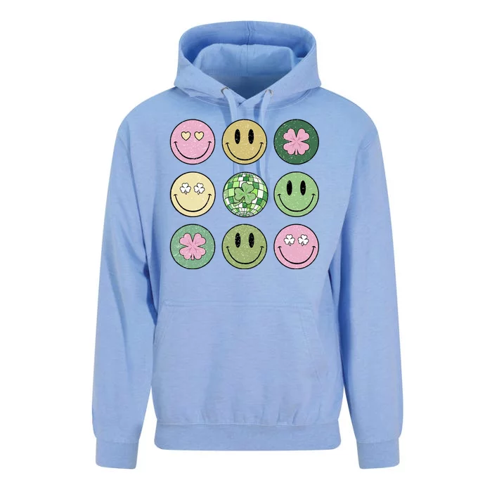 Shamrock Smile Face Disco Retro Groovy St Patricks Day Lucky Unisex Surf Hoodie