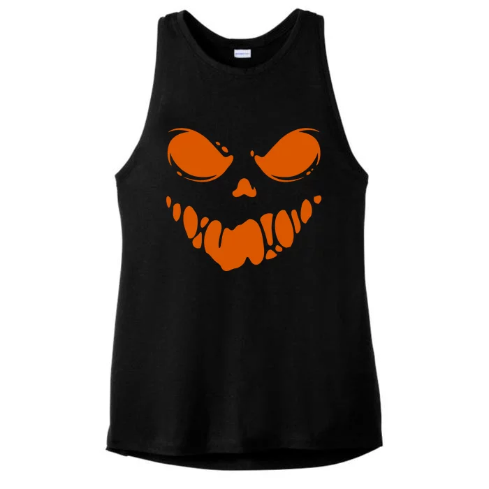 Scary Spooky Face Halloween Gift Ladies Tri-Blend Wicking Tank