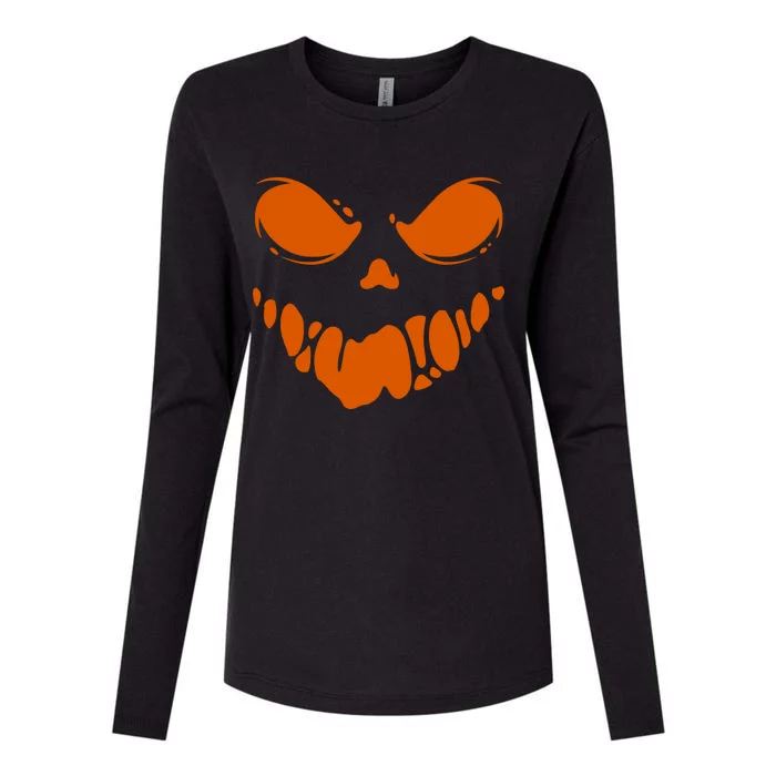 Scary Spooky Face Halloween Gift Womens Cotton Relaxed Long Sleeve T-Shirt