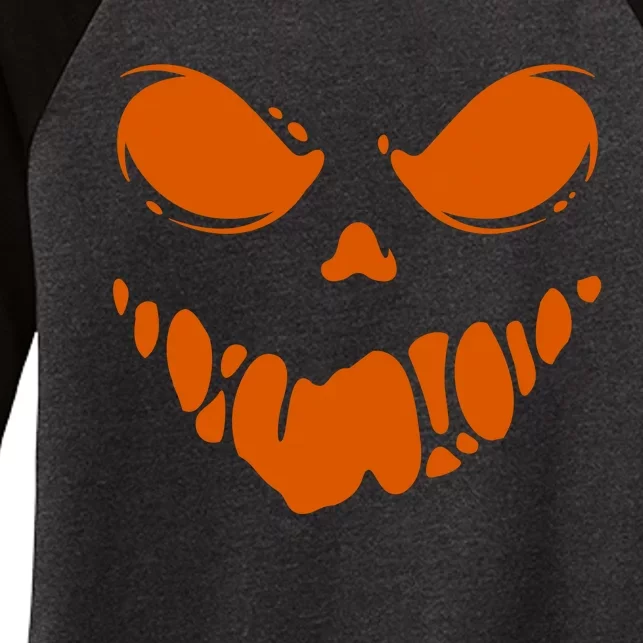 Scary Spooky Face Halloween Gift Women's Tri-Blend 3/4-Sleeve Raglan Shirt