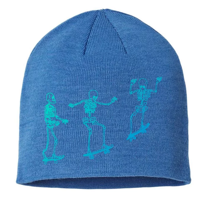 Skateboarding Skeleton Funny Skater Skating Aesthetic Gift 8 1/2in Sustainable Knit Beanie