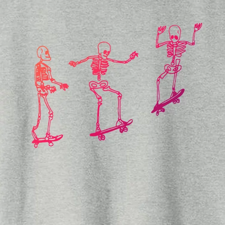 Skateboarding Skeleton Funny Skater Skating Aesthetic Gift Women's Crop Top Tee