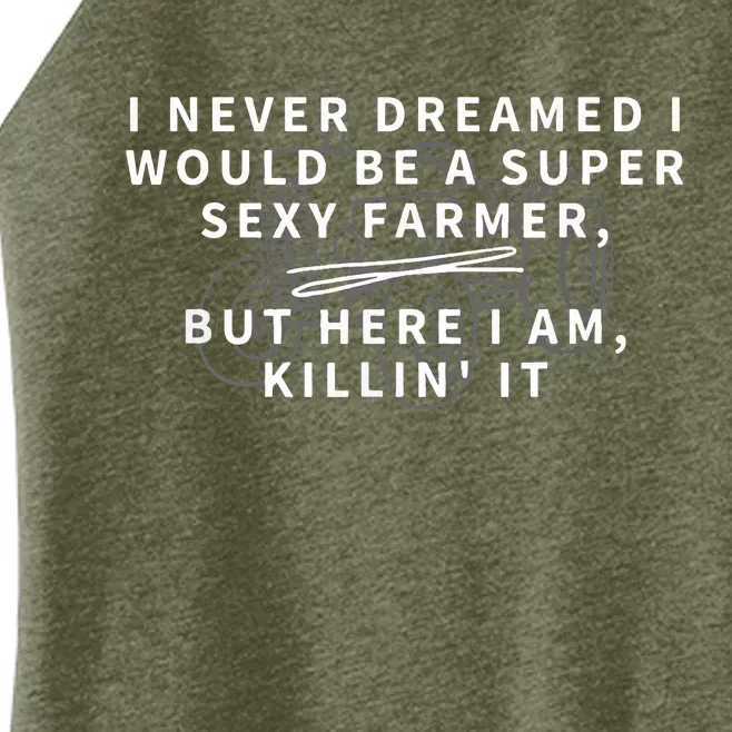 Super Sexy Farmer Funny Farming Gift Women’s Perfect Tri Rocker Tank