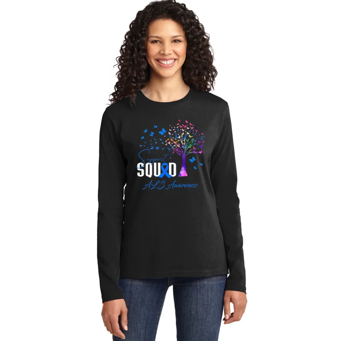 Support Squad For Als Awareness Ladies Long Sleeve Shirt