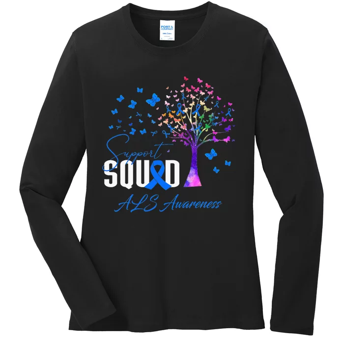 Support Squad For Als Awareness Ladies Long Sleeve Shirt