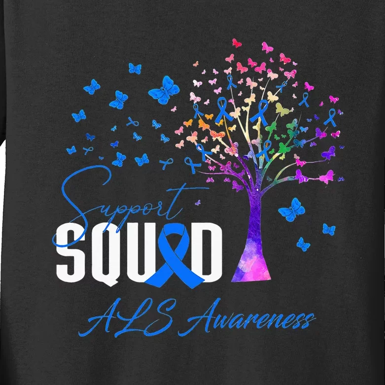 Support Squad For Als Awareness Kids Long Sleeve Shirt