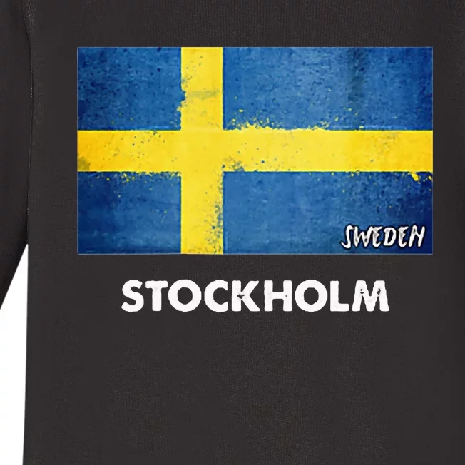 Stockholm Sweden Flag Stockholm Baby Long Sleeve Bodysuit