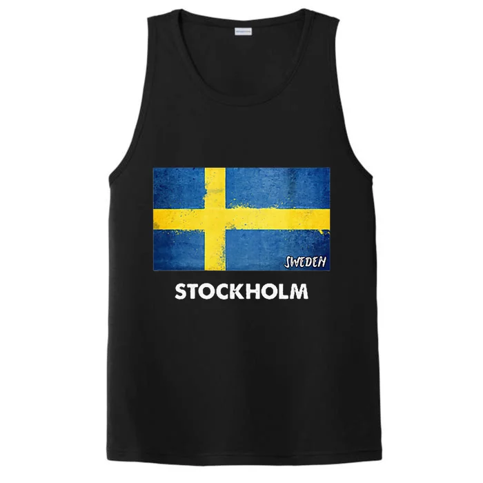 Stockholm Sweden Flag Stockholm Performance Tank