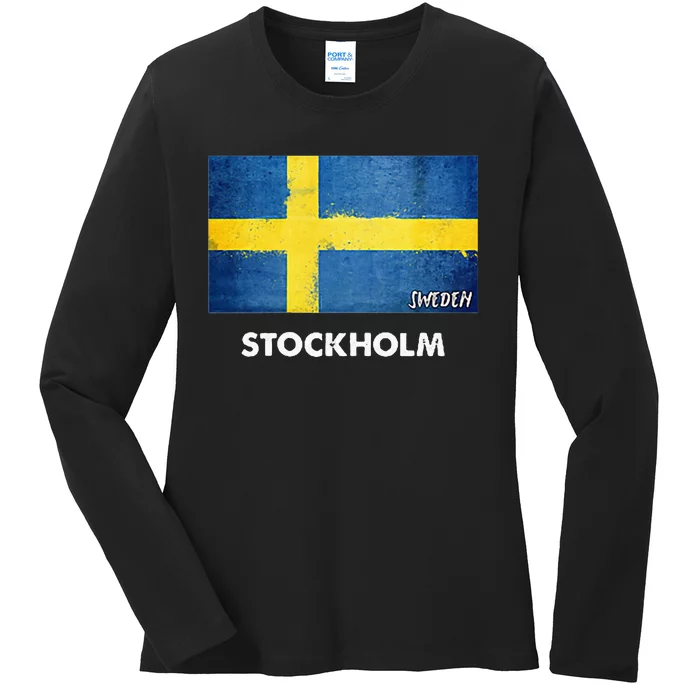 Stockholm Sweden Flag Stockholm Ladies Long Sleeve Shirt