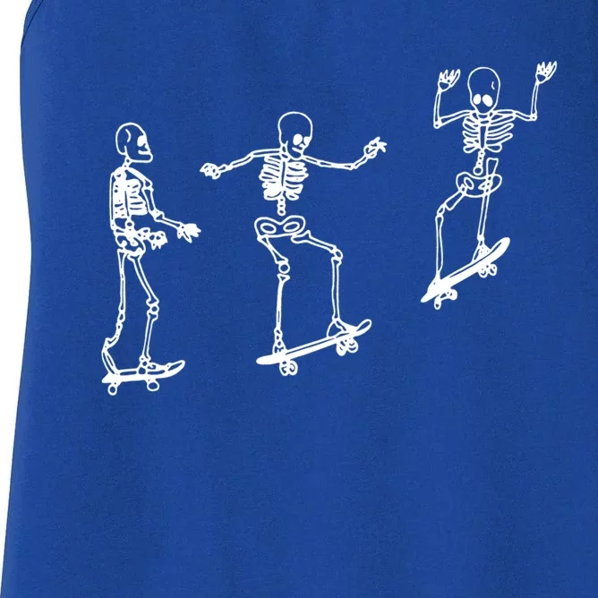 Skateboarding Skeleton Funny Skater Skating Aesthetic Gift Women's Racerback Tank