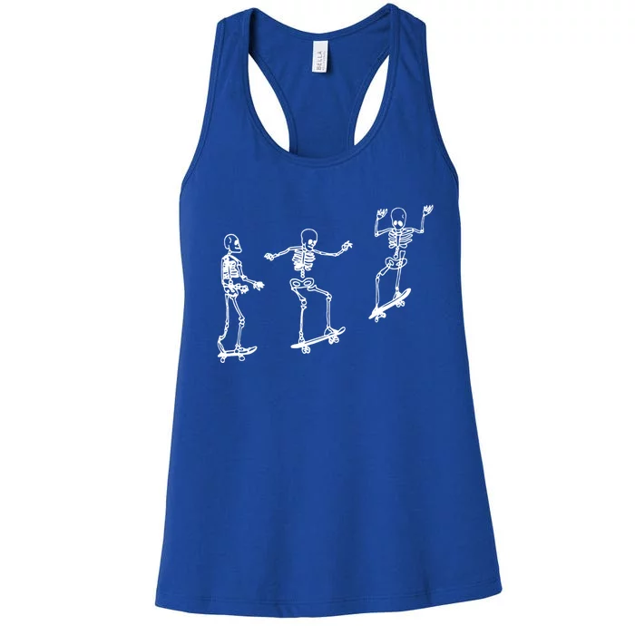 Skateboarding Skeleton Funny Skater Skating Aesthetic Gift Women's Racerback Tank