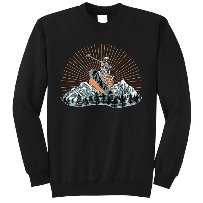 Ski Skull Funny Snowboarding Lover Tall Sweatshirt