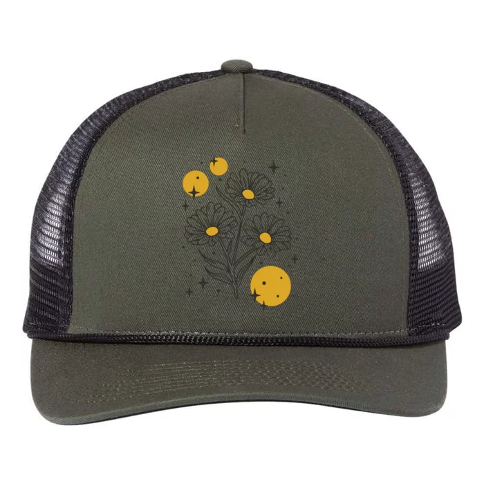 Sunflower Spring Floral Retro Rope Trucker Hat Cap