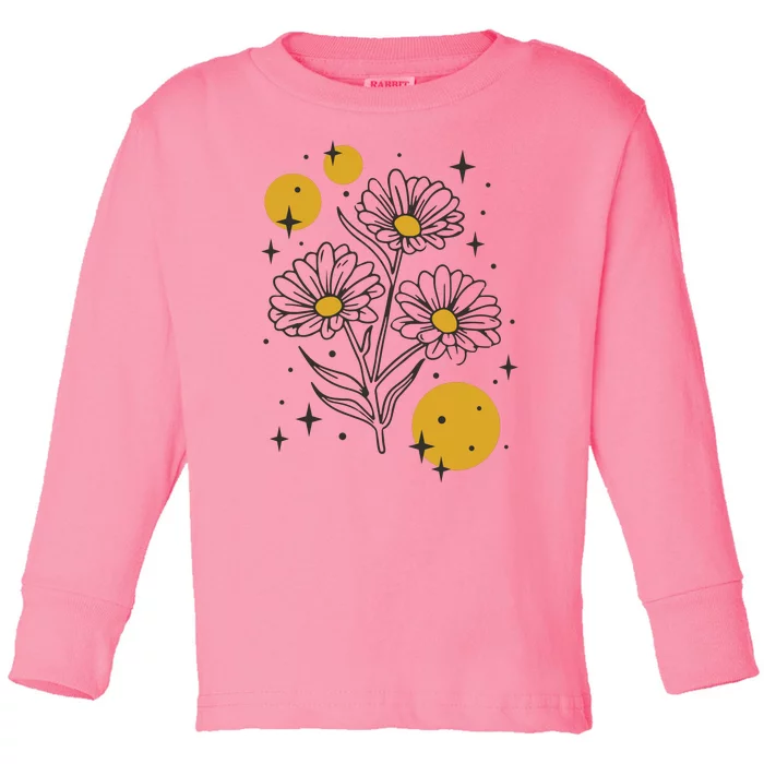 Sunflower Spring Floral Toddler Long Sleeve Shirt