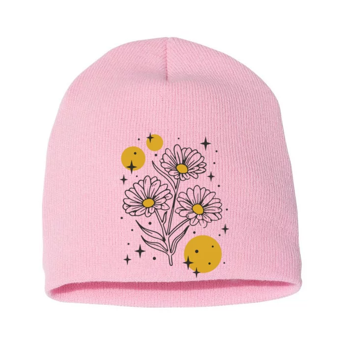 Sunflower Spring Floral Short Acrylic Beanie