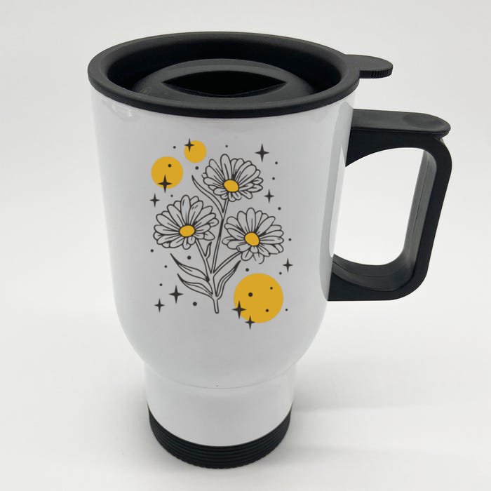 Sunflower Spring Floral Front & Back Stainless Steel Travel Mug