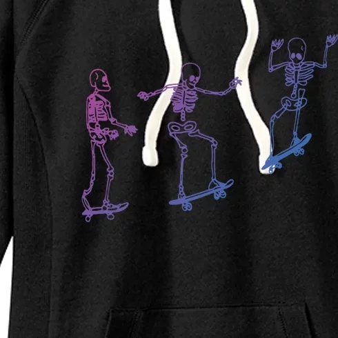 Skateboarding Skeleton Funny Skater Skating Aesthetic Gift Women's Fleece Hoodie